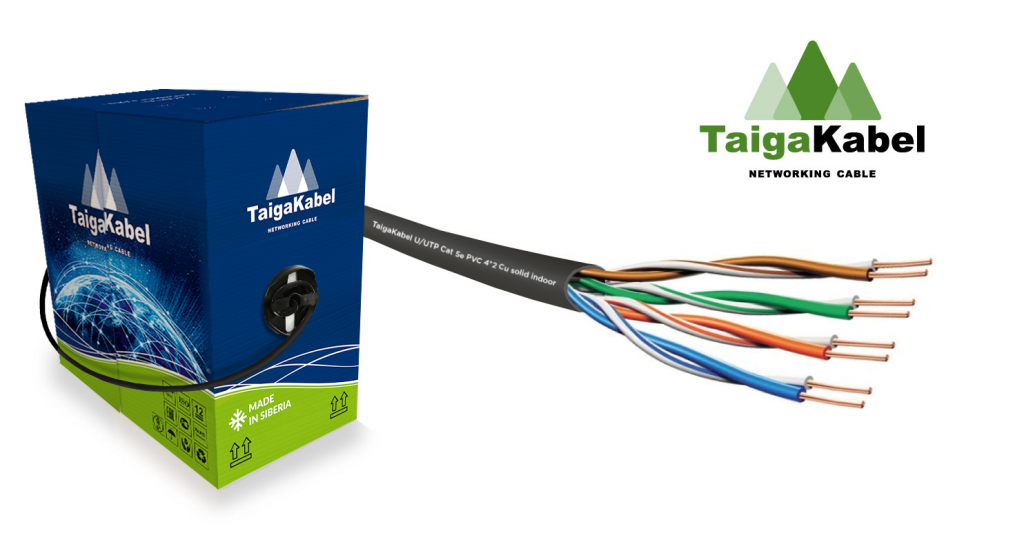 Кабель TaigaKabel U/UTP, Cat.5е, LSZH нг(А)-HF UV, 4х2х0,46-0,52, CU,Solid, INDOOR-OUTDOOR, Черный